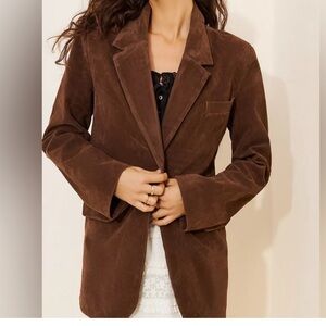 NEW NWT Free People x We The Free Paper Cut Faux Blazer In Brown Bear M